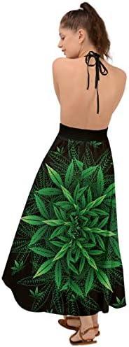 Review: CowCow Womens ⁤Backless Marijuana Leaf Maxi​ Dress