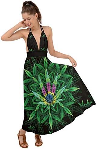Review: CowCow Womens Backless Marijuana ⁢Leaf ‌Maxi ‍Dress