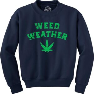 Weed Weather Crewneck Sweatshirt Pot Smoking Lovers Longsleeve Sweater